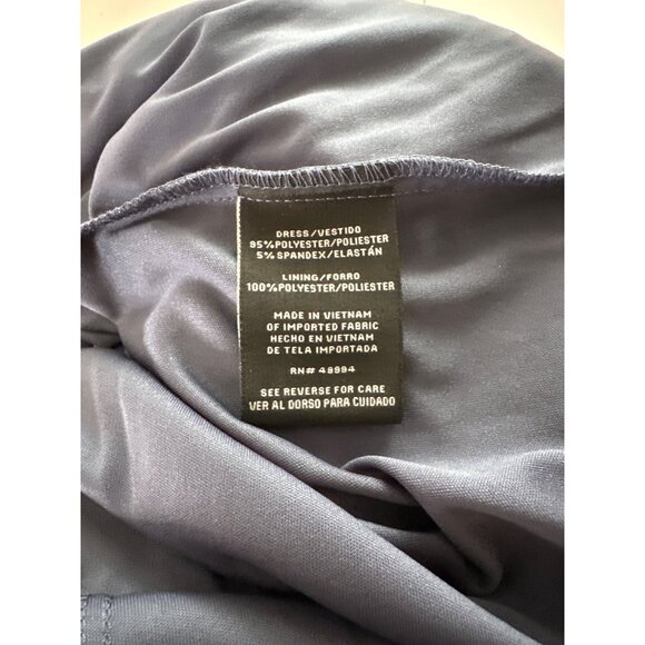 R&M Richards Blue Sequin Maxi Dress NEW V Neck Fringe Open Back Stretchy Size 14 - Picture 8 of 9